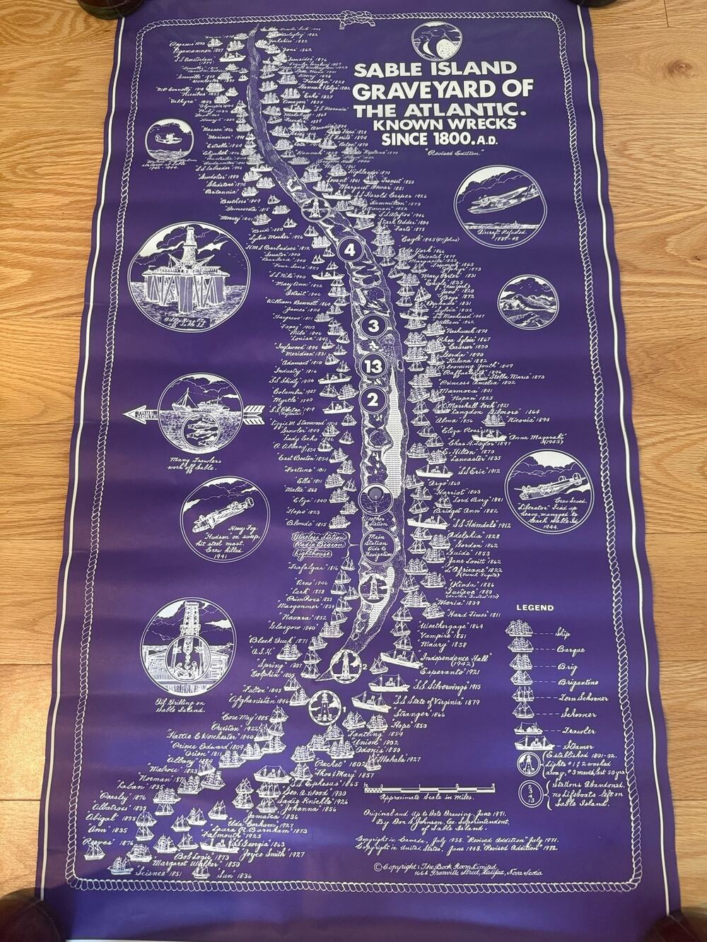 Vintage Map Sable Island: Graveyard of the Atlantic Shipwrecks Nova Scotia 1800